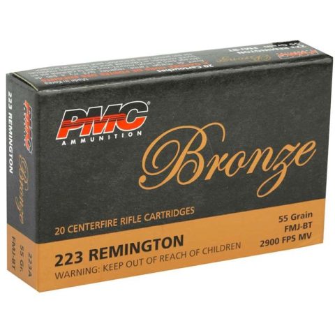 PMC Bronze 223 Remington Ammunition 55 Grain Full Metal Jacket Boat Tail - PMC223A