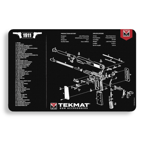 TekMat 1911 Mat | Cleaning Mat | 11"x17" | Black | TEK-R17-1911