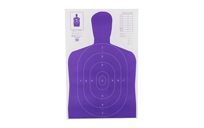 Action Target b-27E High Visibility Target, Fluorescent Purple, Silhouette Cut Off Below Ring 7, 23"x35", 100 Per Box B-27E-PR-100