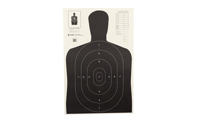 Action Target B-27E Economy Target, Black Silhouette Cut Off Below Ring 7, 23"x35", 100 Per Box B-27EBLACK-100