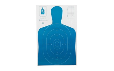 Action Target B-27E Economy Target, Blue Silhouette Cut Off Below Ring 7, 23"x35", 100 Per Box B-27EBLUE-100
