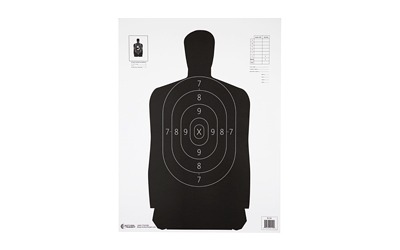 Action Target B-34 Qualification Target, 25 Yard Reduction Of B-27 Police Silhouette, Black, 17.5"x23", 100 Per Box B-34-100