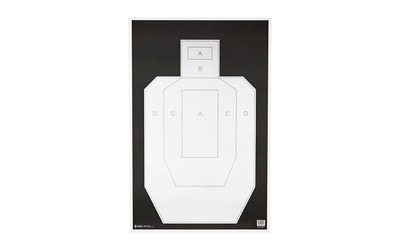Action Target IPSC/PBKB, Unofficial IPSC Practice Target, High Visibility Black Background On White Paper, 23"x35", 100 Per Box IPSC-PBKB-100