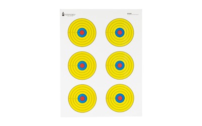Action Target Action Target, PR-BE6, High Visibility Fluorescent Yellow, 6 Bull's-Eye Target, Blue/Red/Yellow, 17.5"x23", 100 Per Box PR-BE6-100