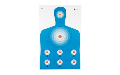 Action Target PR-CQ1, High Visibility Fluorescent Target, Modified B-27 Target, Black/Blue/Red, 23"x35", 100 Per Box PR-CQ1-100